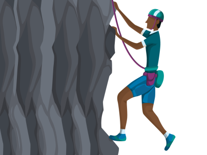 infographic with an illustration of a person rock-climbing
